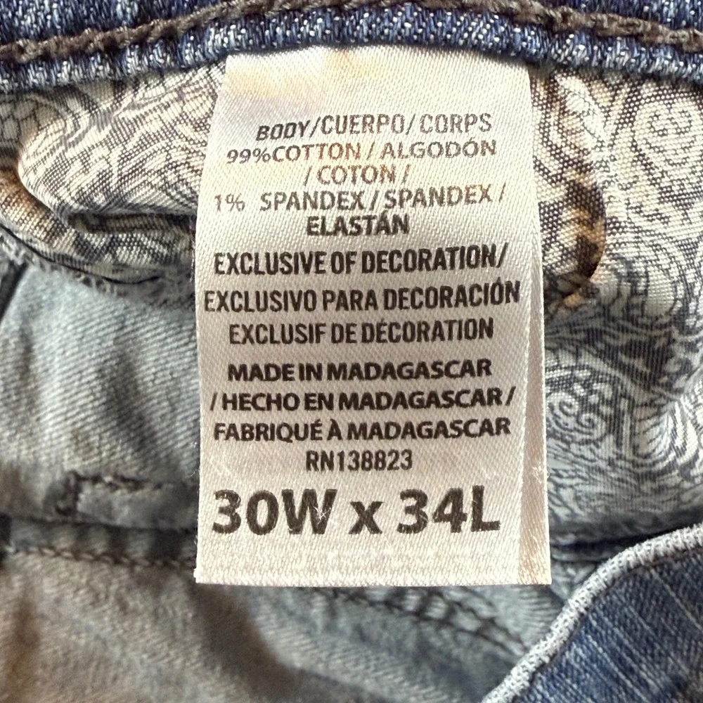 Cody James Men's Jeans Straight Leg Size‎ 30WX34L Light Wash